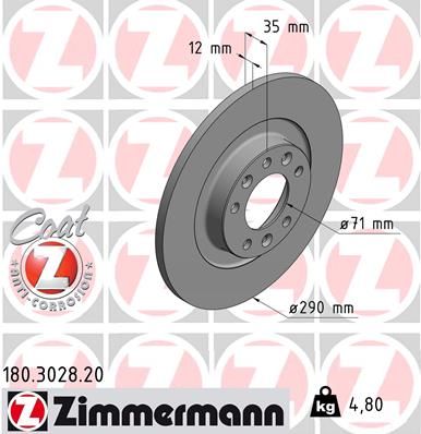 Гальмівний диск ZIMMERMANN 180302820 - zapix