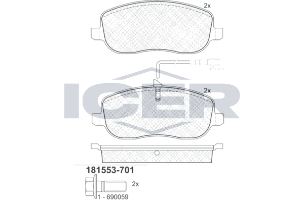 Гальмівні колодки дискові ICER 181553701 - zapix