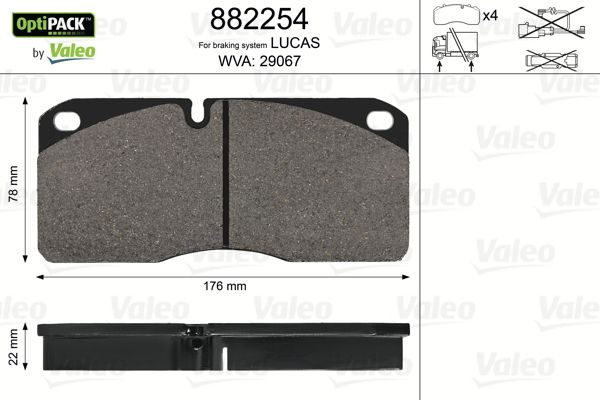 Гальмівні колодки дискові VALEO 882254 - zapix