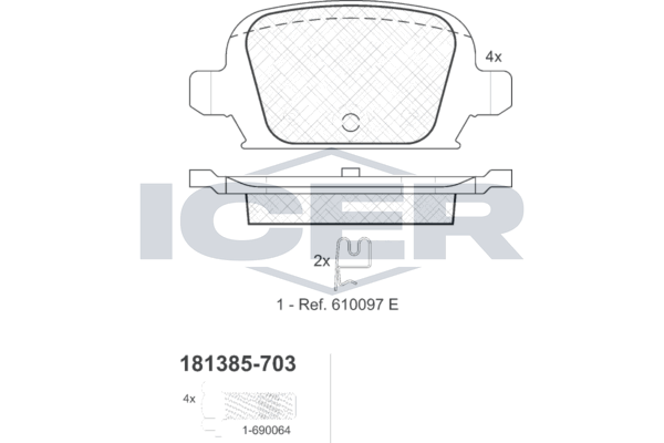 Гальмівні колодки дискові ICER 181385703 - zapix