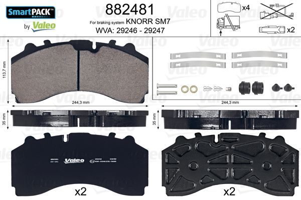 Гальмівні колодки дискові VALEO 882481 - zapix