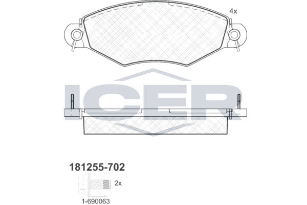 Гальмівні колодки дискові ICER 181255702 - zapix