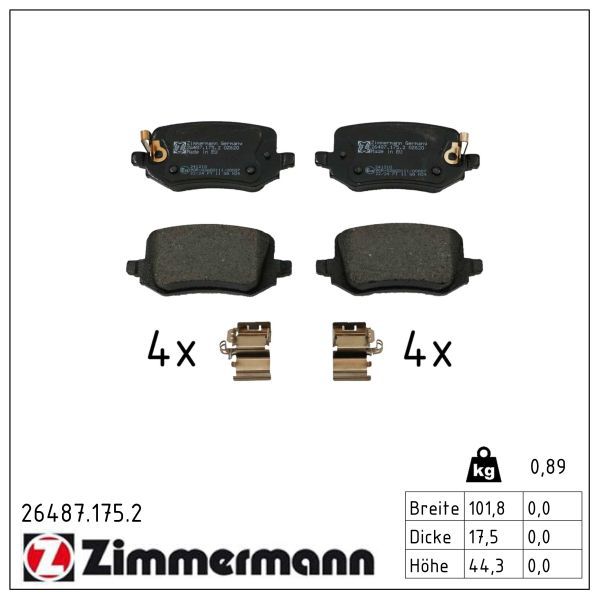 Гальмівні колодки дискові ZIMMERMANN 264871752 - zapix