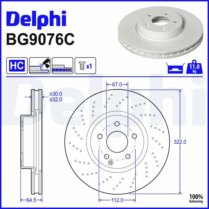 Гальмівний диск DELPHI BG9076C - zapix