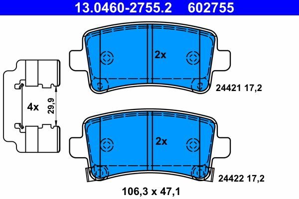 Гальмівні колодки дискові ATE 13046027552 - zapix