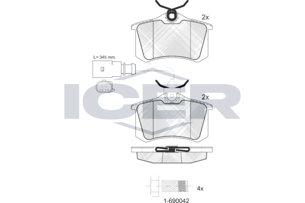 Гальмівні колодки дискові ICER 181387203 - zapix