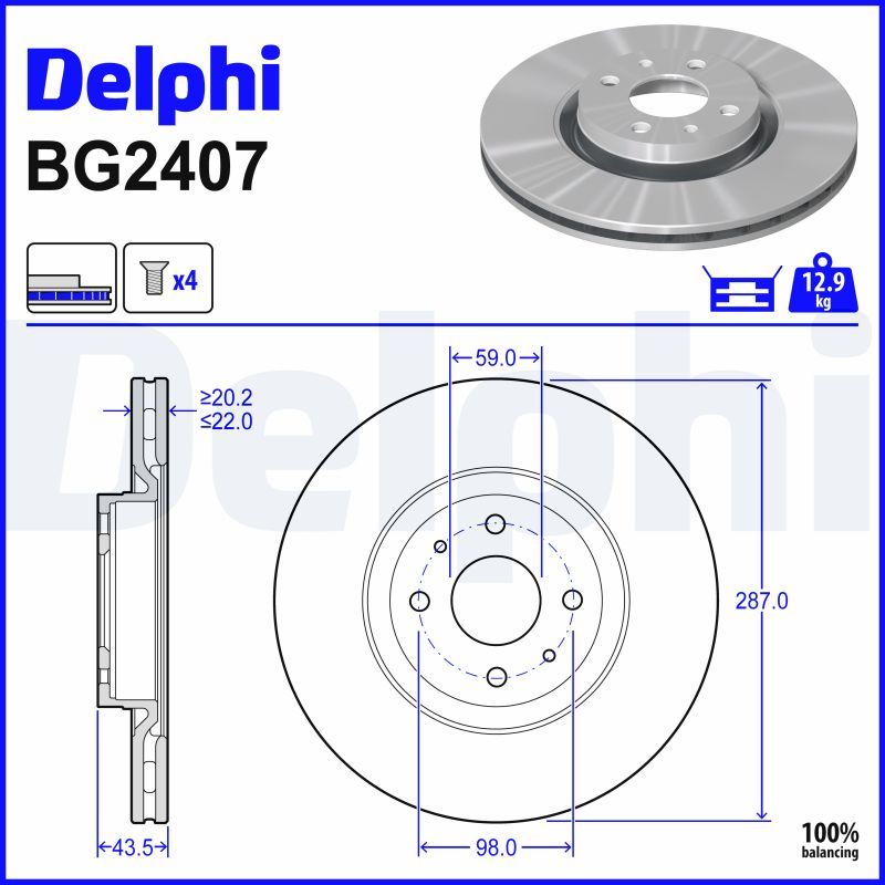 Гальмівний диск DELPHI BG2407
