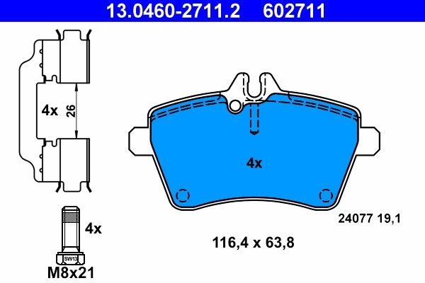 Гальмівні колодки дискові ATE 13046027112 - zapix