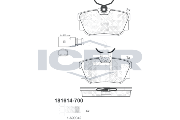 Гальмівні колодки дискові ICER 181614700 - zapix