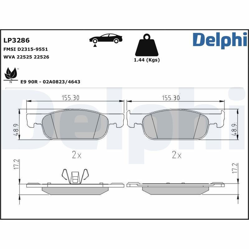 Тормозные колодки дисковые DELPHI LP3286