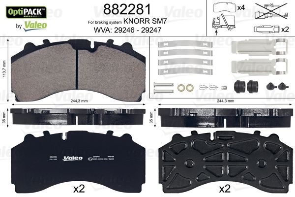 Гальмівні колодки дискові VALEO 882281 - zapix
