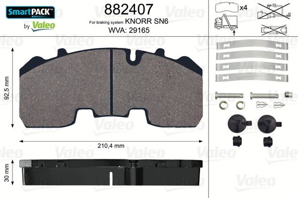 Гальмівні колодки дискові VALEO 882407 - zapix