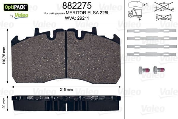 Гальмівні колодки дискові VALEO 882275 - zapix