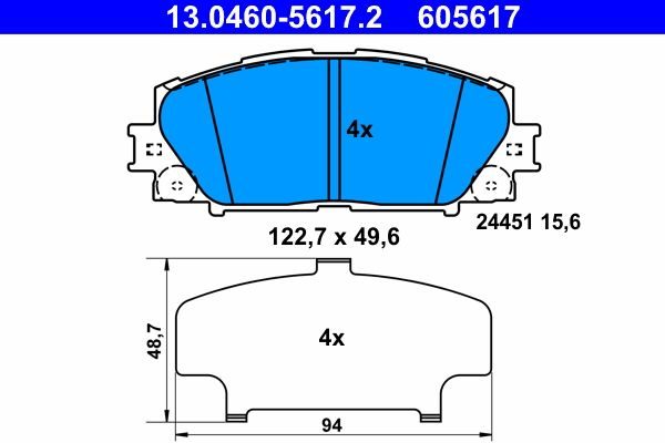 Гальмівні колодки дискові ATE 13046056172 - zapix