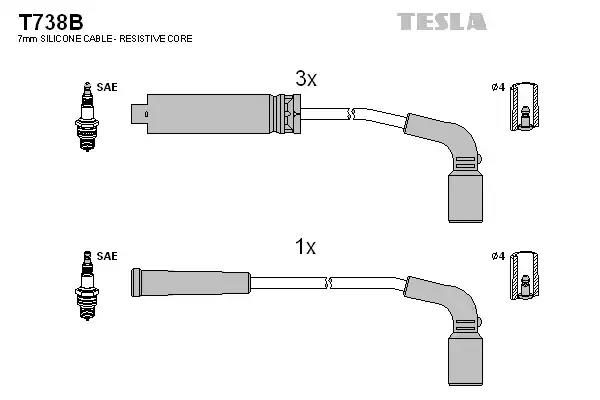 Комплект кабелiв запалювання TESLA T738B - zapix