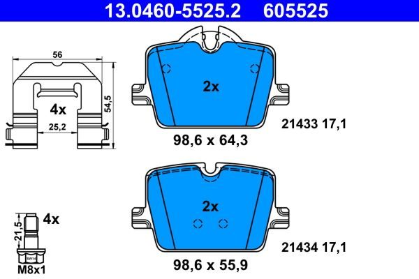 Гальмівні колодки дискові ATE 13046055252 - zapix