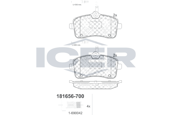 Гальмівні колодки дискові ICER 181656700 - zapix