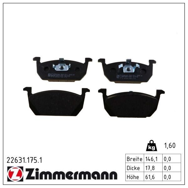 Гальмівні колодки дискові ZIMMERMANN 226311751 - zapix