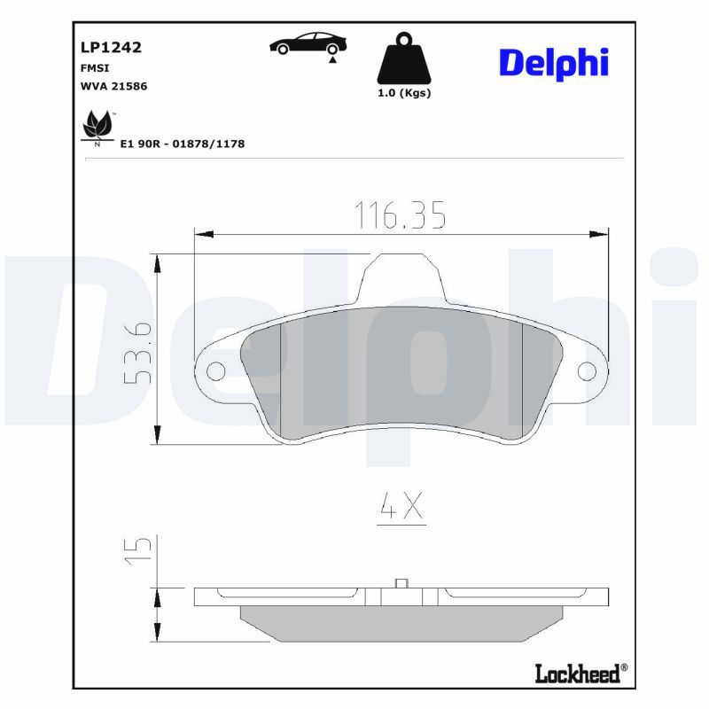 Гальмівні колодки дискові DELPHI LP1242 - zapix