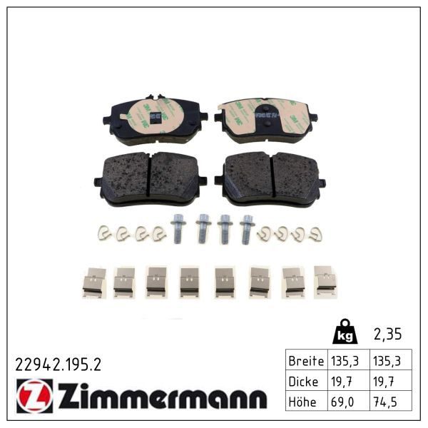 Гальмівні колодки дискові ZIMMERMANN 229421952 - zapix