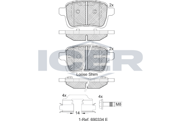 Гальмівні колодки дискові ICER 182170203 - zapix