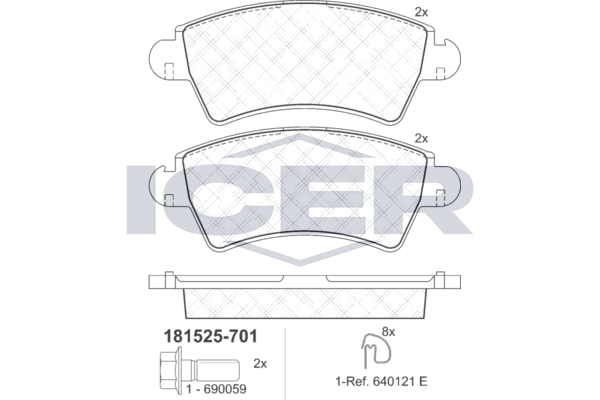 Гальмівні колодки дискові ICER 181525701 - zapix