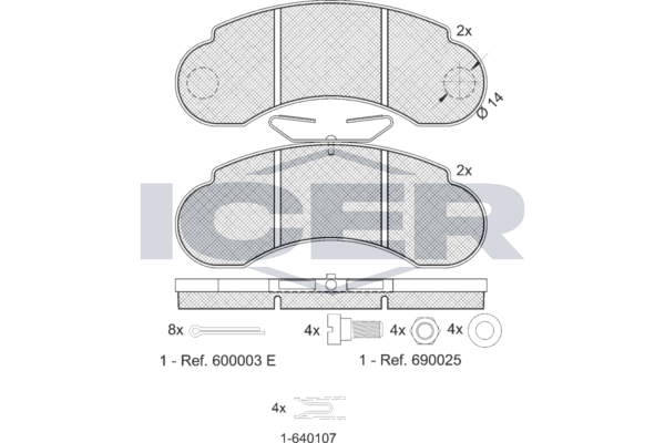 Гальмівні колодки дискові ICER 140893066 - zapix