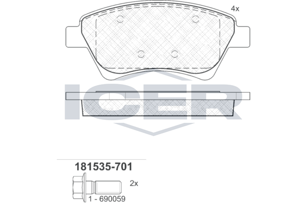 Гальмівні колодки дискові ICER 181535701 - zapix