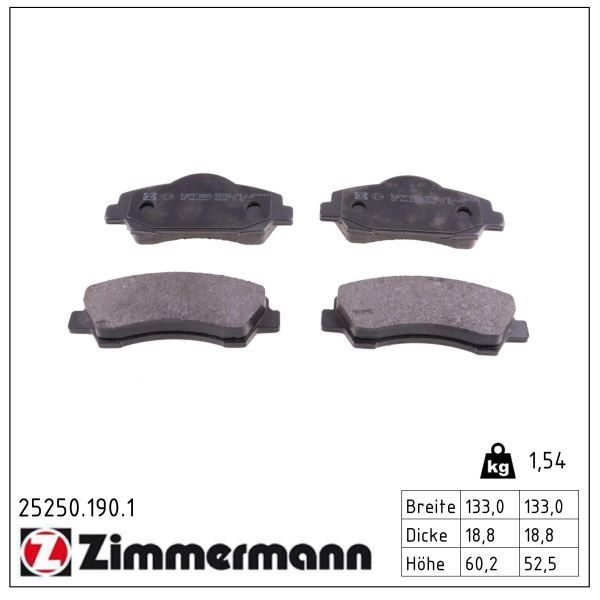 Гальмівні колодки дискові ZIMMERMANN 252501901 - zapix