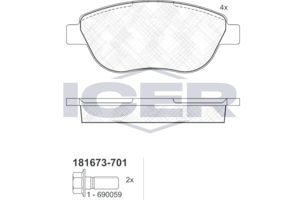 Гальмівні колодки дискові ICER 181673701 - zapix
