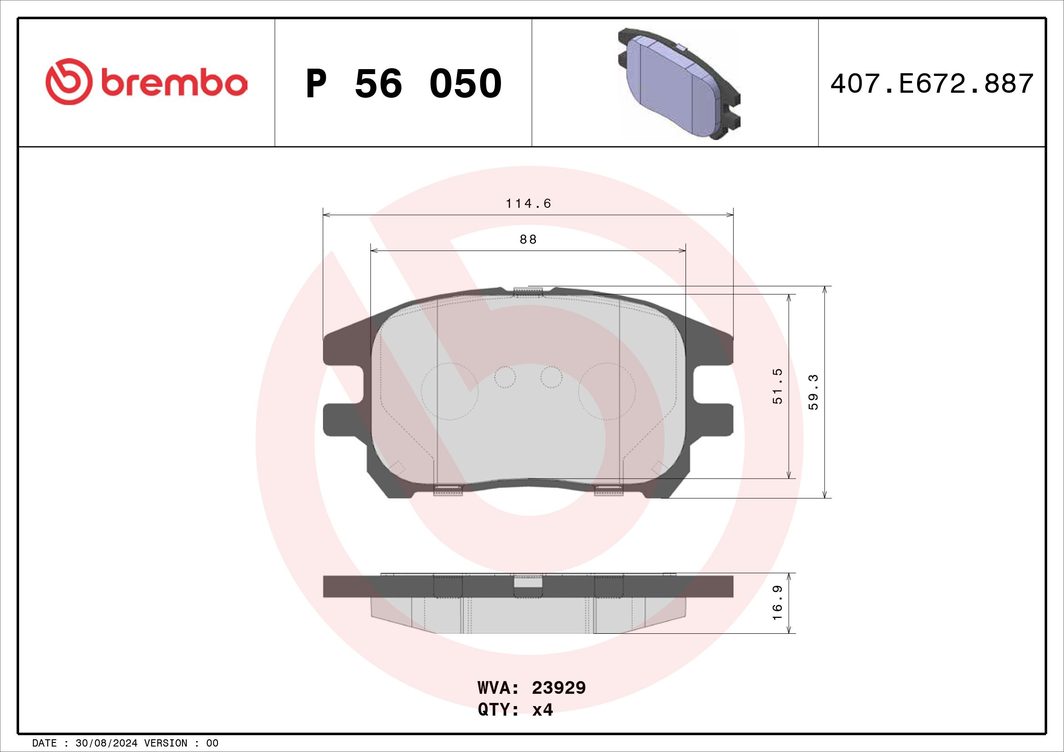 Гальмівні колодки дискові BREMBO P56050 - zapix
