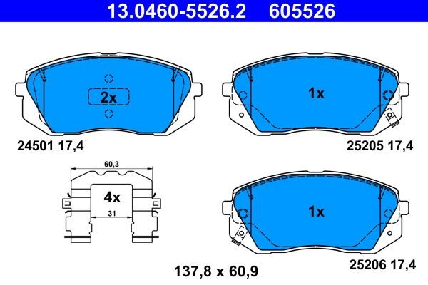 Гальмівні колодки дискові ATE 13046055262 - zapix