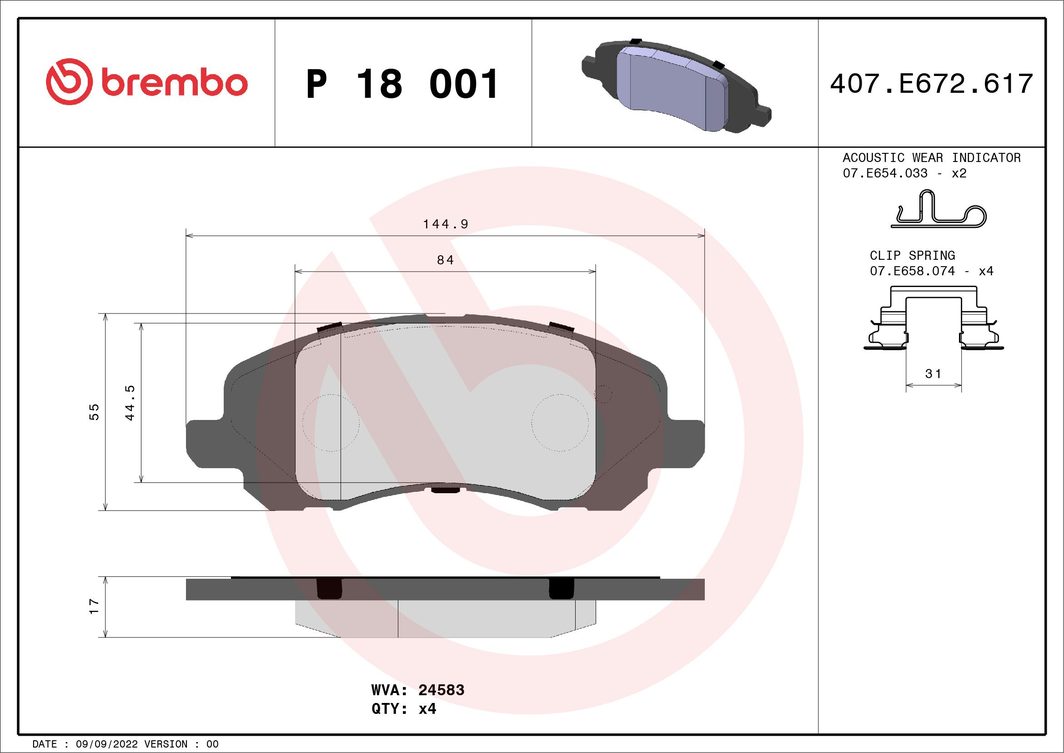 Гальмівні колодки дискові BREMBO P18001 - zapix