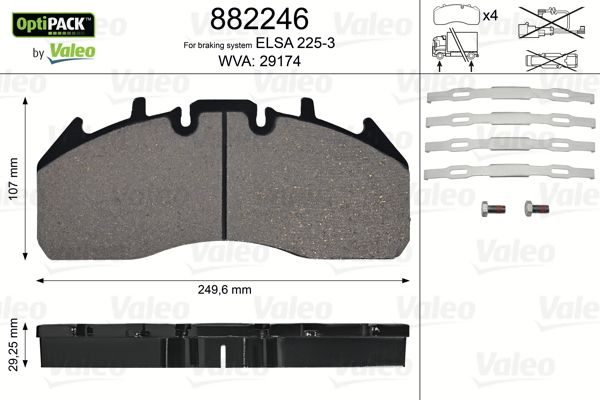Гальмівні колодки дискові VALEO 882246 - zapix