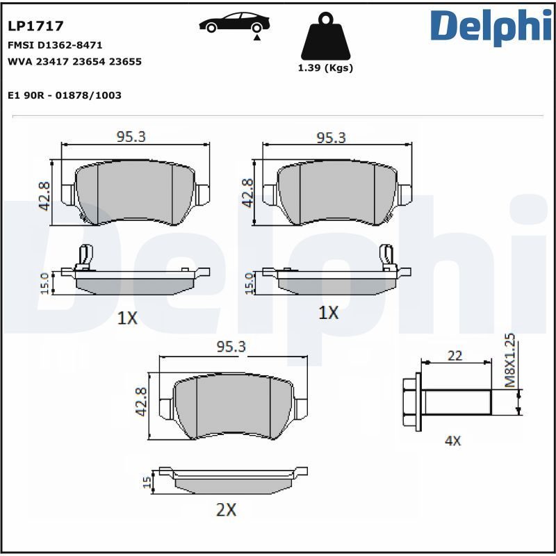 Гальмівні колодки дискові DELPHI LP1717