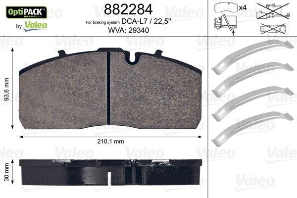 Гальмівні колодки дискові VALEO 882284 - zapix