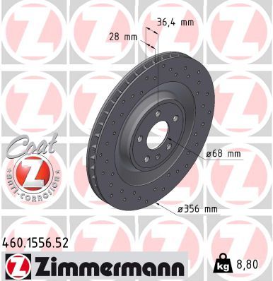 Гальмівний диск ZIMMERMANN 460155652 - zapix