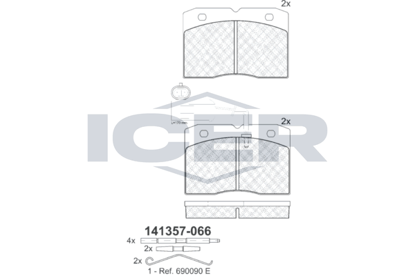 Гальмівні колодки дискові ICER 141357066 - zapix