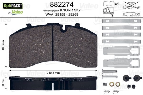 Гальмівні колодки дискові VALEO 882274 - zapix
