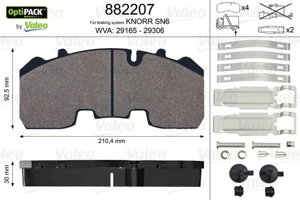 Гальмівні колодки дискові VALEO 882207 - zapix