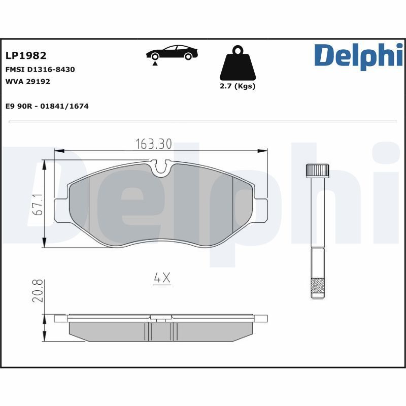 Гальмівні колодки дискові DELPHI LP1982