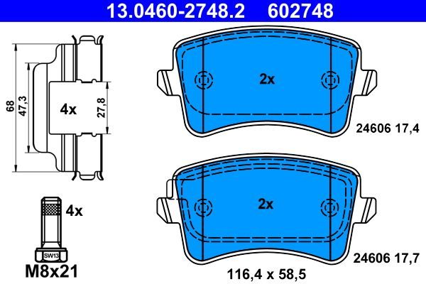 Гальмівні колодки дискові ATE 13046027482 - zapix