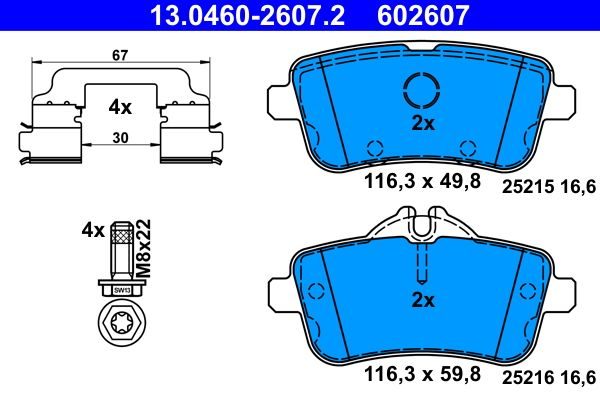 Гальмівні колодки дискові ATE 13046026072 - zapix