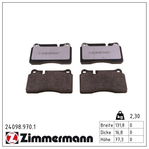 Гальмівні колодки дискові ZIMMERMANN 240989701 - zapix