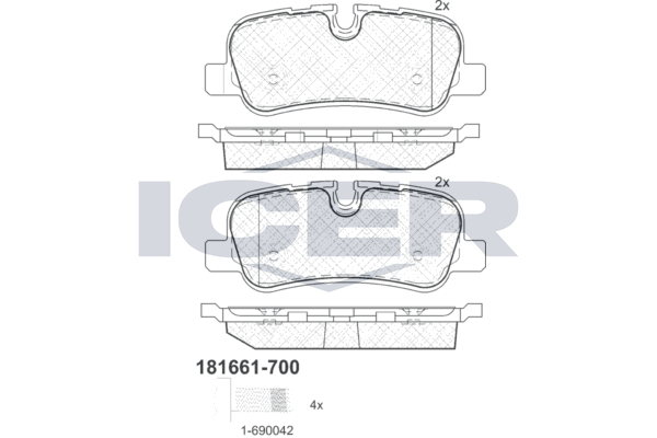 Гальмівні колодки дискові ICER 181661700 - zapix
