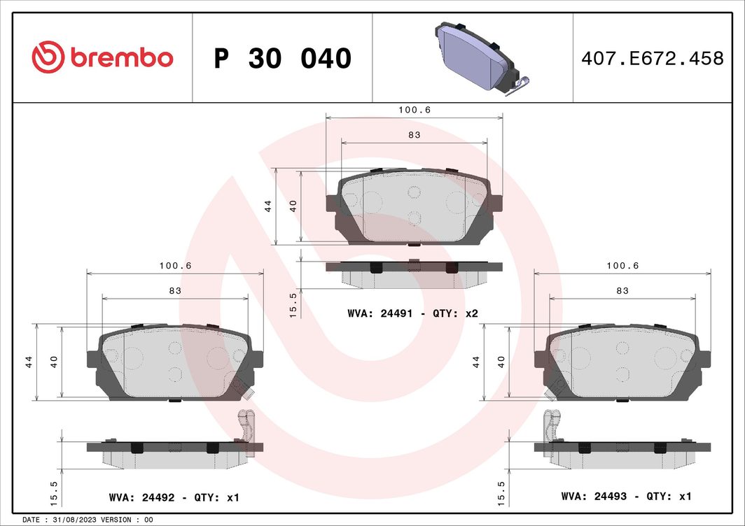 Гальмівні колодки дискові BREMBO P30040 - zapix
