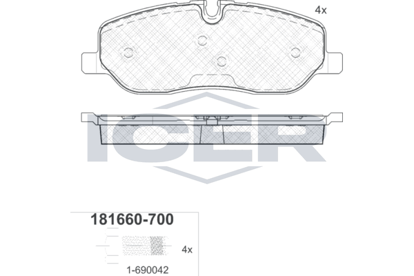 Гальмівні колодки дискові ICER 181660700 - zapix