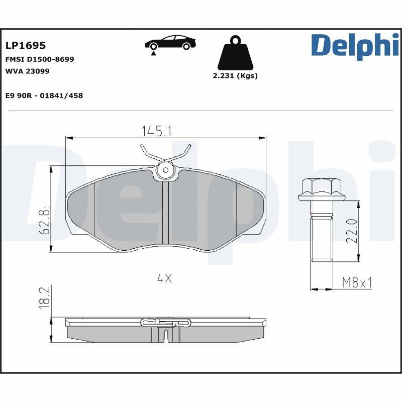 Тормозные колодки дисковые DELPHI LP1695
