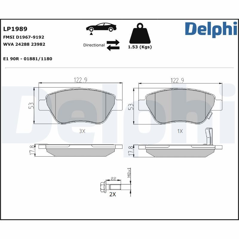 Гальмівні колодки дискові DELPHI LP1989