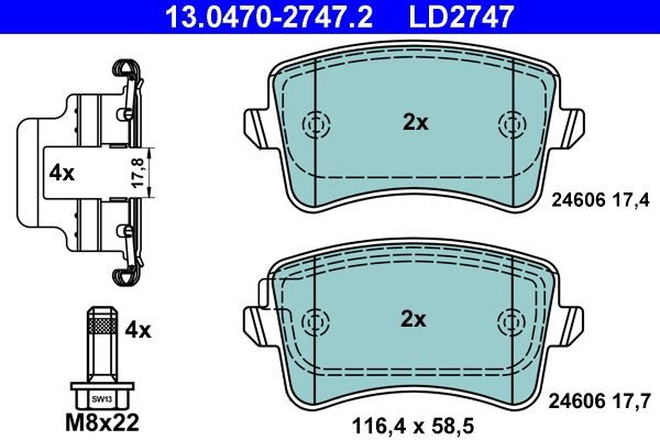 Гальмівні колодки дискові ATE 13047027472 - zapix